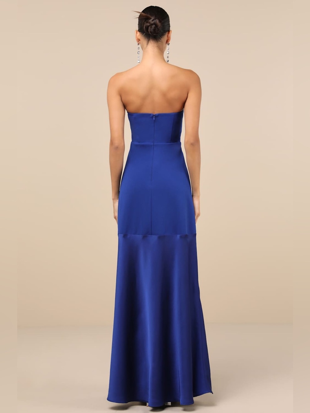 Lulus Compelling Style Royal Blue Strapless A-Line Maxi Dress - Size L - Picture 2 of 6